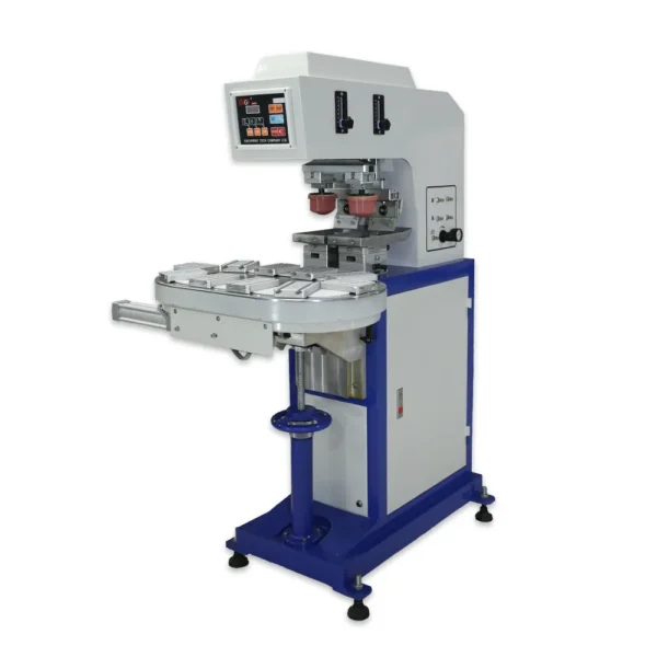 Two Color Pad Printing Machine With Conveyor For Bottle Caps