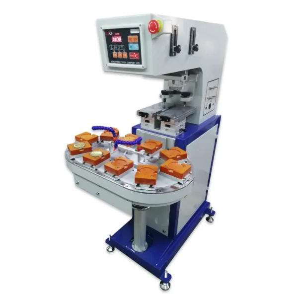 Two Color Pad Printing Machine With Conveyor For Metal Caps